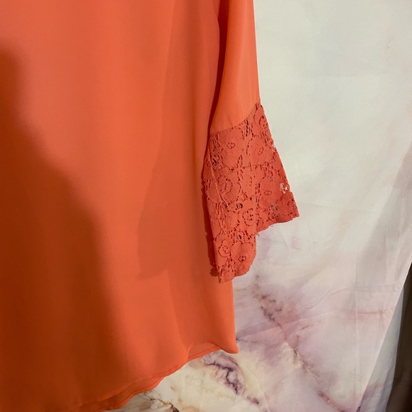 Van Heusen Orange Lace Sleeve Blouse - Picture 4 of 4